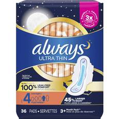 Menstrual Pads Always Ultra Thin Pads 4 Overnight Absorbency Scented with Wings, Count