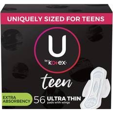 Menstrual Protection U by Kotex Teen Ultra Thin Feminine Pads with Wings Extra Absorbency Unscented 14 Count