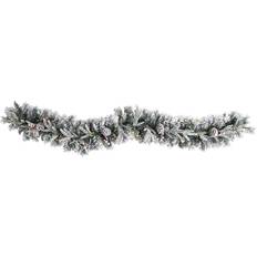 Interior Details Nearly Natural 6Ft Pre-Lit LED Flocked Garland with Pinecones