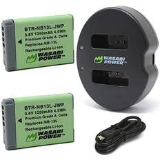 Canon nb 13l Wasabi Power Battery (2-Pack) and Dual Charger for Canon NB-13L