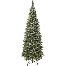 PVC Christmas Trees National Tree Company First Traditions Pre-Lit Oakley Hills Snowy Slim Christmas Tree