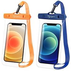 Waterproof Cases Universal Waterproof Phone Pouch Bag 2Pack, Rynapac Waterproof Case Compatible with iPhone 13 12 11 Pro Max Samsung Galaxy S21 Google Up to 7’’ IPX8 Cellphone Dry Bag Vacation Essentials Blue/Or