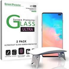 amFilm Galaxy S10 Plus Screen Protector (2 Pack) UV Gel (Fingerprint Scanner Compatible) Ultra Glass Film for Samsung Galaxy S10 (2019)
