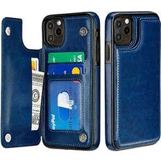 Apple iPhone 13 Pro Max Wallet Cases S-Tech Case for Apple iPhone 13 Pro Max 6.7 Magnetic Wallet Card Photo Holder Cover with Kickstand Blue
