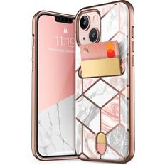 Wallet Cases i-Blason Marble Pink Wallet Case for iPhone 13 (iPhone2021-6.1-CosCard-Marble) Marble Pink