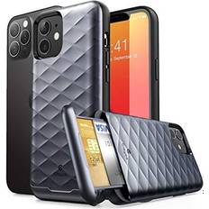 Apple iPhone 12 Wallet Cases Clayco Argos Series Wallet Case for iPhone 12/12 Pro 6.1"(2020 Release) Slim Card Holder Protective Wallet Case Built-in Sliding Credit Card/ID Card Slot (Black)