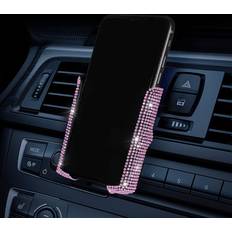 Bling Car Phone Holder, SUNCARACCL 360 Degrees Adjustable Crystal Auto Car Mount Phone Holder for Dashboard,Windshield and Air Vent (Pink)