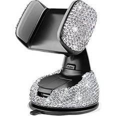eing Bling Crystal Car Phone Mount with One More Air Vent Base Universal Cell Phone Holder for Dashboard Windshield and Air Vent Silver