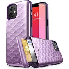 Apple iPhone 12 Wallet Cases Clayco Argos Series Wallet Case for iPhone 12/12 Pro 6.1"(2020 Release) Slim Card Holder Protective Wallet Case Built-in Sliding Credit Card/ID Card Slot (Purple)