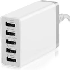Multi usb charger Pezin & Hulin USB Wall Charger, 5 Ports USB Charger HUB for Phones, Smartphones and Tablets, Multi USB Charger Station, Fast Charging (White)