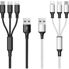 Minlu Multi Charging Cable 3A [2Pack 4ft] Retractable Multi Charging Cord 3  in 1 Fast Charger Cord Multi Charger Adapter with IP/Type C/Micro USB Port