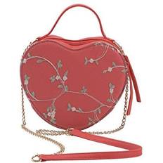 Heart Embroidered Crossbody Bag Pu Leather