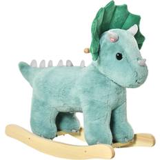 Child on rocking horse Kid Plush Ride-On Rocking Horse Triceratops-shaped Rocker and Sound