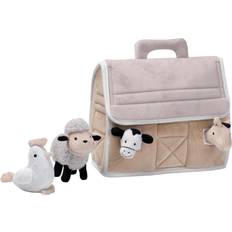 Lambs & Ivy Baby Farm Plush Barn with 4 Stuffed Animals Toy Taupe/Gray/White