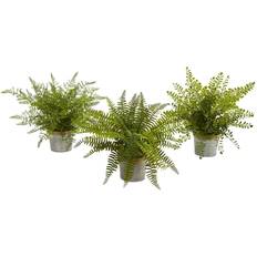 Green Interior Details Nearly Natural Ferns with Planter Set Artificial Plant 3