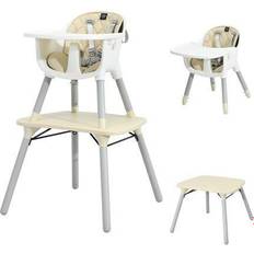 Costway Babyjoy 4 in 1 Baby High Chair Convertible Toddler Table Chair Set w/ PU Cushion