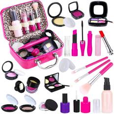 Tepsmigo Pretend Makeup Kit for Girls, Kids Pretend Play Makeup Set with Cosmetic Bag for Birthday Christmas, Toy Makeup Set for Toddler, Little Girls Age 3 (Not Real Makeup)