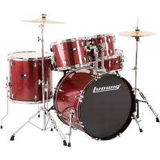 Drum set Ludwig Backbeat Complete 5-Piece Drum Set With Hardware And Cymbals Wine Red Sparkle