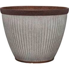 Southern Patio Pots, Plants & Cultivation Southern Patio Westlake Large Silver with Bronze Trim High-Density Resin Planter, Galvanized