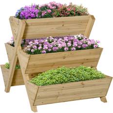 OutSunny Outdoor Planter Boxes OutSunny Light Brown Wood Raised Garden Bed, Planter