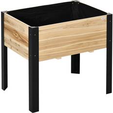 OutSunny Outdoor Planter Boxes OutSunny 32 Wood Raised Garden Bed with Metal Legs, Natural and Black