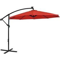 Parasols Sunnydaze Outdoor Steel Cantilever Offset Patio Umbrella with Solar Lights Air Vent