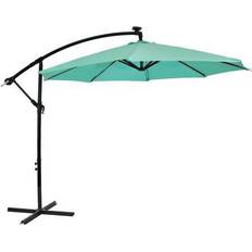 Cantilever parasol base Sunnydaze Outdoor Steel Cantilever Offset Patio Umbrella with Solar Lights Air Vent