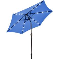 Parasols & Accessories Costway 9 Solar LED Lighted Patio Market Umbrella Tilt Adjustment Crank Lift