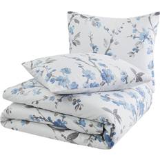 Cannon Kasumi Floral Print Bedspread White, Blue (228.6x228.6)