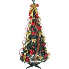 Northlight Prelit Artificial Decorated Pop-Up Clear Light Gold&Red 72"