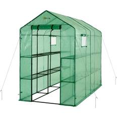Ogrow Greenhouses Ogrow 2 Tiers Deluxe Walk-In Greenhouse Stainless Steel Plastic