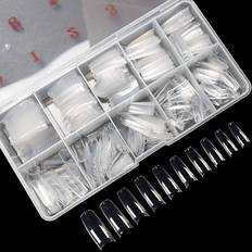 krofaue 500PCS Clear False Nails Tips, Half Cover Lady French Style Acrylic Artificial Tip Manicure with Box