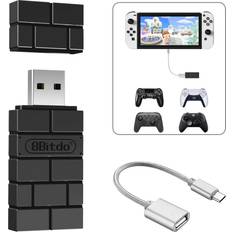 Batteries & Charging Stations 8BitDo USB Wireless Controller Adapter 2 Converter Dongle for Switch/Switch OLED,Windows,MacOS,Raspberry Pi,for PS5/PS4/PS3 Controller,Xbox Series X/S,Xbox One Bluetooth Controller, with OTG Cable