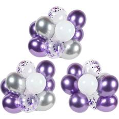 Balloons Purple, silver metal balloons and white balloons with purple confetti balloons, each pack of 50 12-inch party balloons birthday, wedding party decoration
