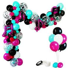 Music Notes Party Decorations Karaoke Balloon Garland & Arch Kit White Rose Red Seafoam Blue Black Latex Balloons Confetti Balloon Musical Note Foil Balloon Strip Set for Birthday Party