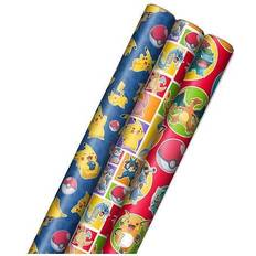 Wrapping Paper & Gift Wrapping Supplies Hallmark Pokemon Wrapping Paper with Cutlines on Reverse 3.0 ea