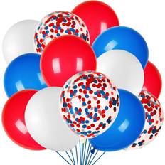 OYYPOP 80Pcs Red White and Blue Latex Balloons with Confetti Balloons for Independence Day Patriotic Anniversary