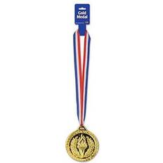 Beistle 54614 Gold Medal With Ribbon, Pack Of 12