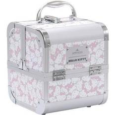 Makeup Storage Impressions Vanity Hello Kitty SlayCube Makeup Travel Case with Durable Outer Makeup Organizer Case in Portable Size with 2 Extendable Trays and Flip Top Mirror (White/Pink)