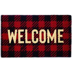 Red Entrance Mats Design Imports Buffalo Check Welcome Doormat Multicolor, Red