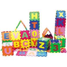 Play Mats Dimple Playmats 36-Piece Alphabet & Numbers Baby Foam Play Mat Set