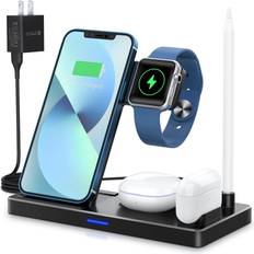 Iphone 13 pro Batteries & Chargers WAITIEE Wireless Charger 5 in 1,Wireless Charging Station for iWatch SE/7/6/5/4/3/2,AirPods Pro/3/2/1,Pencil,Fast Charger Dock for iPhone 13/13Pro/13Pro Max/12/12Pro/11/11 Pro Max/XR/XS Max/Xs(Black)