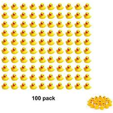Bath Toys Sohapy 100Pcs Mini Yellow Rubber Ducks Tiny Baby Shower Rubber Ducks, Squeak Fun Baby Yellow Rubber Bath Toy Float Fun Decorations for Shower Birthday Party Favors Cupcake Carnival Game Gift (100Pcs)