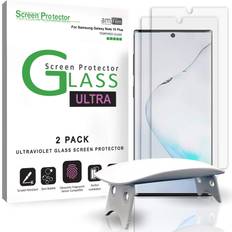 Screen Protectors amFilm Galaxy Note 10 Plus Screen Protector (2 Pack) UV Gel (Fingerprint Scanner Compatible) Ultra Glass Film for Samsung Galaxy Note 10 (2019)