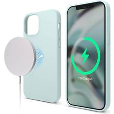 Elago Magnetic Silicone Case Compatible with iPhone 12 and Compatible with iPhone 12 Pro 6.1 Inch Built-in Magnets Compatible with All MagSafe Accessories (Mint)