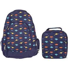 Dinosaur Navy Blue Boy's Insulated Polyester Blend Backpack and Lunchbox Set
