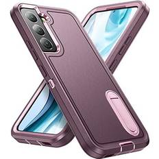 for Samsung Galaxy S22 Plus Case Galaxy S22 Case with Kickstand Case 3-Layer Military Grade Protective Case Cover Silicone Rugged Shockproof for Galaxy S22 Plus S22 Phone Case (Purple Pink)