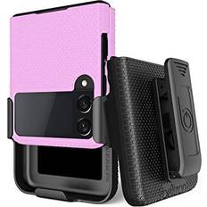 Samsung z flip phone Mobile Phones BELTRON Case with Clip for Galaxy Z Flip 3 5G, Slim Fit Tough Protective Cover with Rotating Belt Hip Holster Combo and Built in Kickstand for Samsung Galaxy Z Flip3 (SM-F711 2021) Pink Lavender