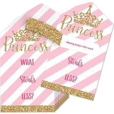 Big Dot of Happiness Little Princess Crown Pink & Gold Baby Shower Game Pickle Cards Conversation Starters Pull Tabs Set of 12
