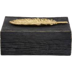 Small Boxes on sale Howard Elliott Rustic Wood with Gold Feather
